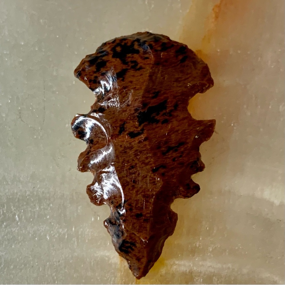 Mahogany Obsidian Arrowhead Point Hand Knapped Dragon Glass Modern Stone Carving
